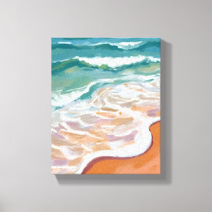 Ocean Shore   Aqua Blue Waves Beach Watercolor Canvas Print