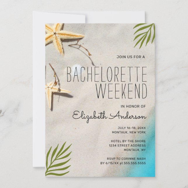Ocean Shore Beach Bachelorette Weekend Invitation (Front)