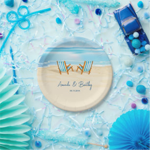 Ocean Shore Beach Chairs Paper Plate