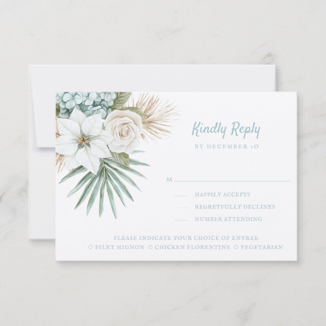 Ocean Shore | Beach | Kindly Reply | Meal Options  RSVP Card (Front)