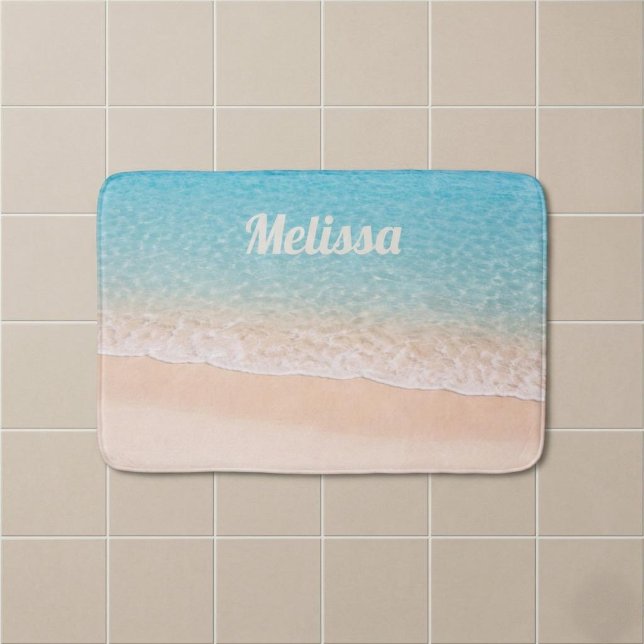 Ocean Shoreline Custom Name Bath Mat (Creator Uploaded)