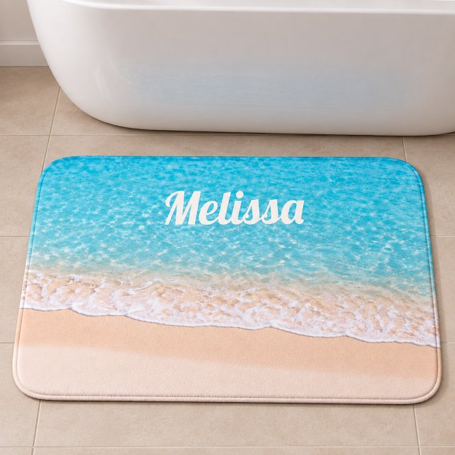 Ocean Shoreline Custom Name Bath Mat (Creator Uploaded)
