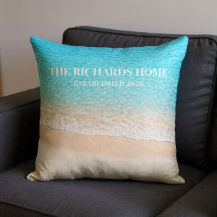 Ocean Shoreline Custom Name Cushion