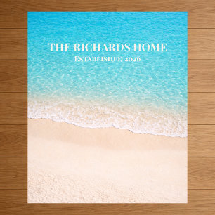 Ocean Shoreline Custom Name Poster