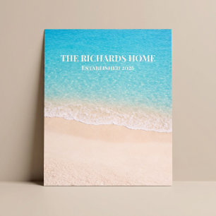 Ocean Shoreline Custom Name Poster