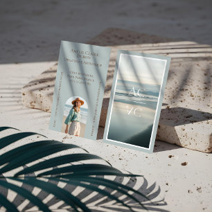 Ocean Shoreline Luxury Monogram Feminine Photo Business Card