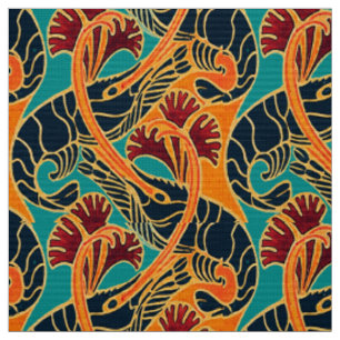 Ocean Shrimp And Seaweed Pattern Fabric