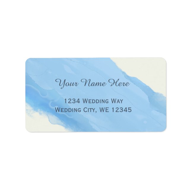 Ocean Sky blue watercolor  brush strokes modern Label (Front)
