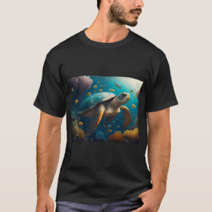 Ocean Solitude: A Turtle's Underwater Reverie T-Shirt