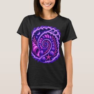 Ocean Spiral Psychedelic Shell Vortex Art   Purple T-Shirt