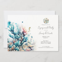 Ocean Splash Sea Coral Watercolor Engagement Party
