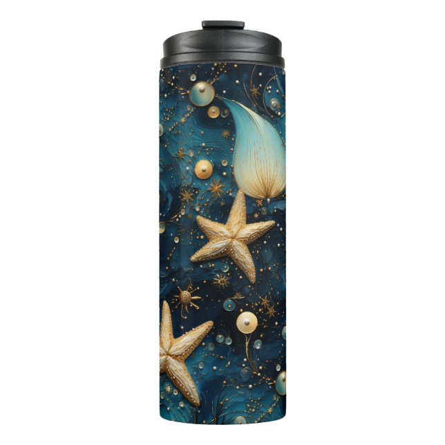 Ocean Starfish Pattern Thermal Tumbler (Front)