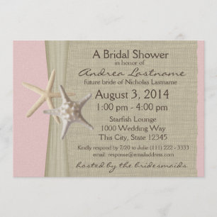 Ocean Starfish Pink Bridal Shower Invitation