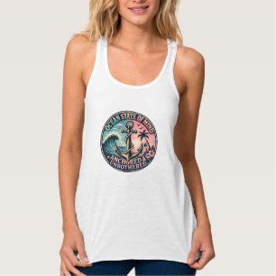 Ocean State of Mind Anchor Vintage Sunset Wave Nau Singlet