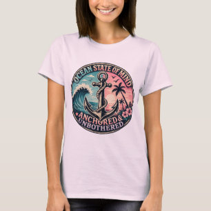 Ocean State of Mind Anchor Vintage Sunset Wave Nau T-Shirt