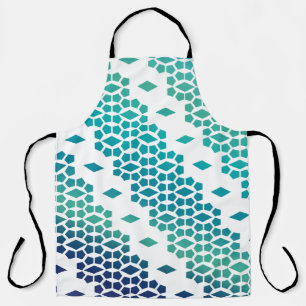 Ocean Storm Blue Diamond and Honeycomb Pattern Apron