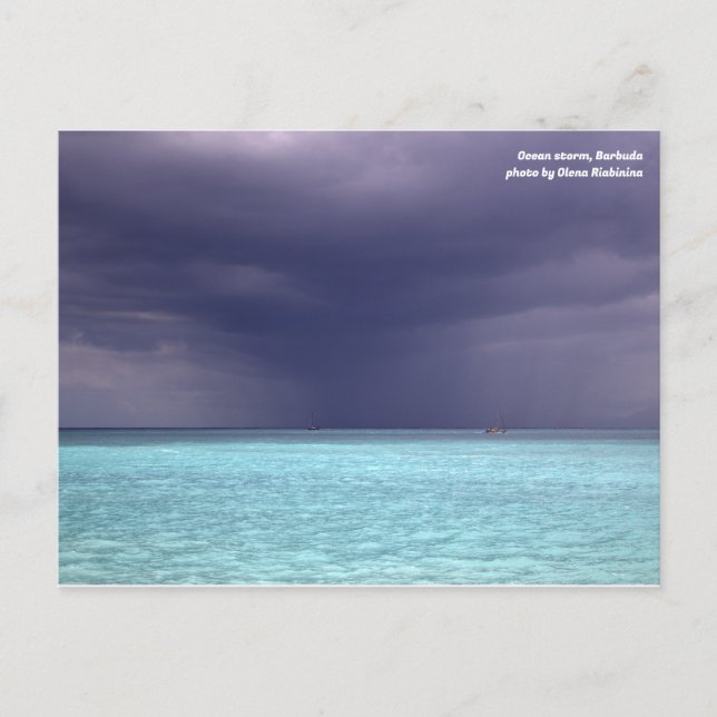 Ocean storm in Barbuda postcard  (Front)