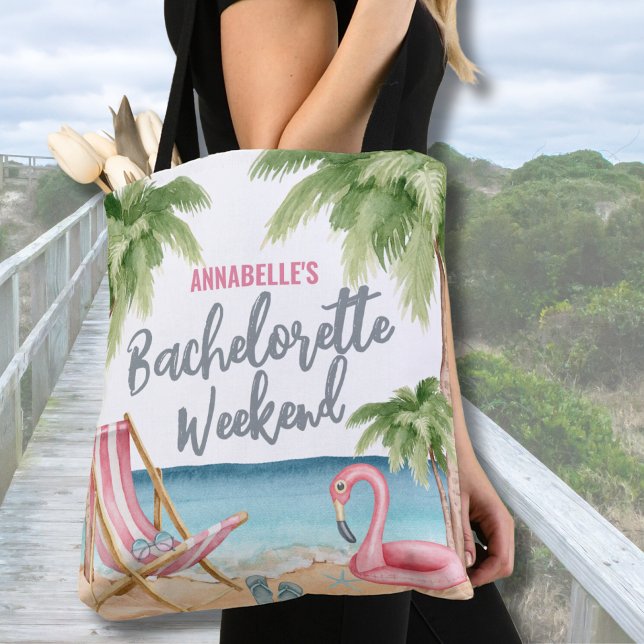 Ocean Summer Bachelorette Watercolor Beach Tote Bag (Watercolor Beach Bachelorette Tote Bag)