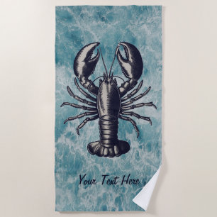 Ocean Summer Beach Waves Lobster Personalised Towel