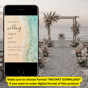 Ocean Summer Blue Beach White Sand Wedding Party Invitation