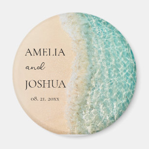 Ocean Summer Blue Beach White Sand Wedding Party Magnet