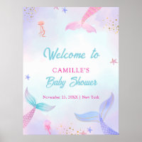 Ocean Summer Mermaid Tail Baby Shower Welcome 