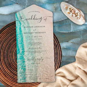 Ocean Summer Tropical Destination Beach Wedding All In One Invitation