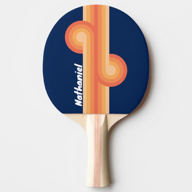 Ocean Sun Fall Stripe Loop with Name Ping Pong Paddle (Front)