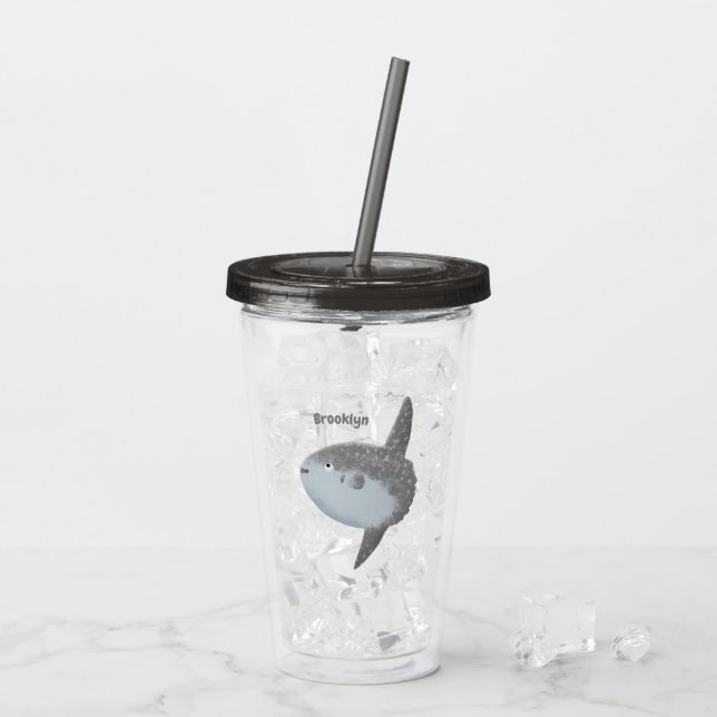Ocean sunfish mola mola cute cartoon acrylic tumbler (Back Ice)