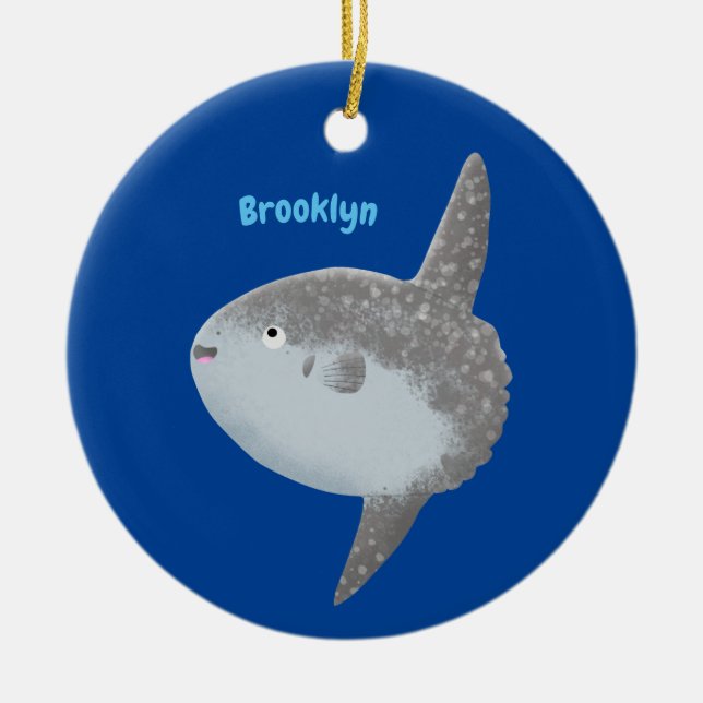 Ocean sunfish mola mola cute cartoon ceramic tree decoration (Front)