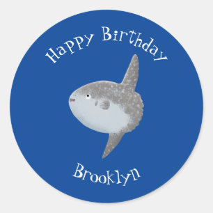 Ocean sunfish mola mola cute cartoon classic round sticker