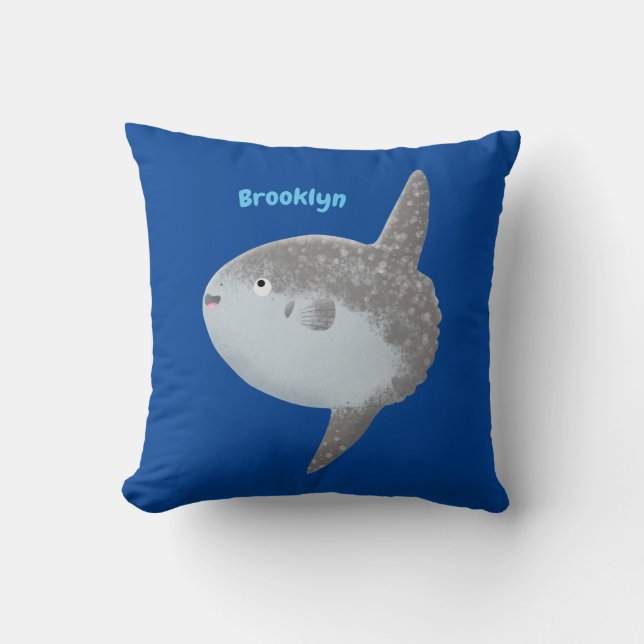 Ocean sunfish mola mola cute cartoon cushion (Front)