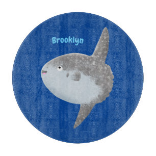 Ocean sunfish mola mola cute cartoon cutting board