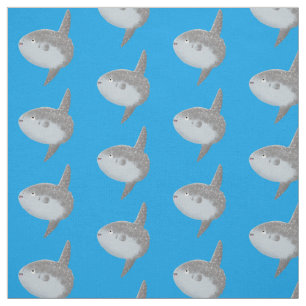 Ocean sunfish mola mola cute cartoon fabric