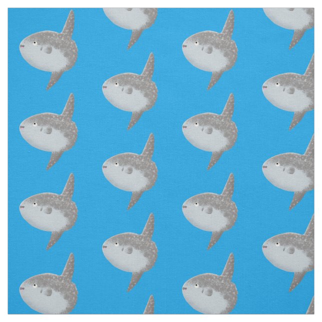 Ocean sunfish mola mola cute cartoon fabric (Swatch)