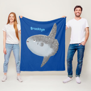 Ocean sunfish mola mola cute cartoon fleece blanket