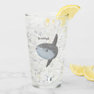 Ocean sunfish mola mola cute cartoon glass