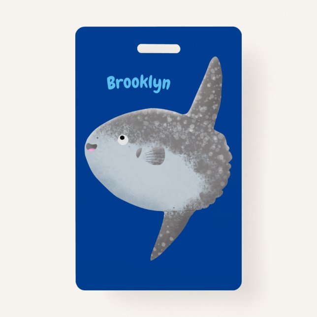 Ocean sunfish mola mola cute cartoon ID badge (Front)