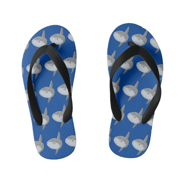 Ocean sunfish mola mola cute cartoon kid's jandals (Footbed)
