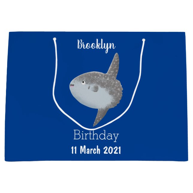Ocean sunfish mola mola cute cartoon large gift bag (Front)