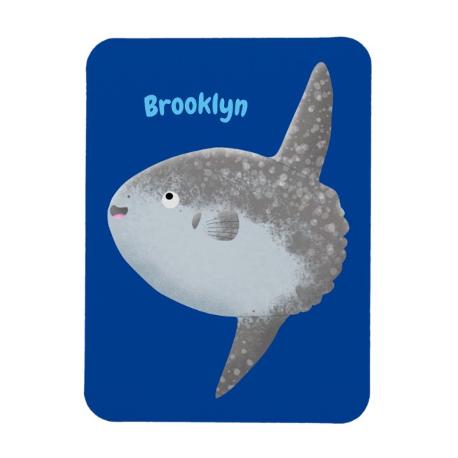 Ocean sunfish mola mola cute cartoon magnet (Vertical)