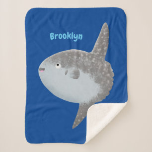 Ocean sunfish mola mola cute cartoon  sherpa blanket