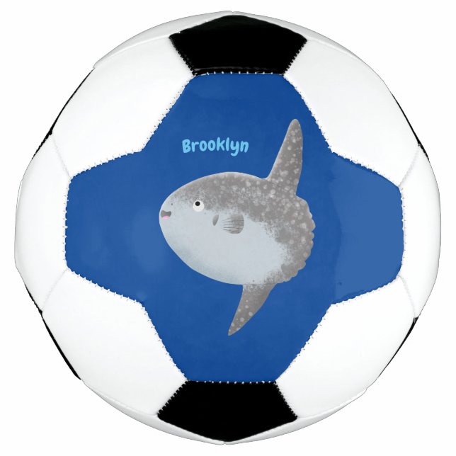 Ocean sunfish mola mola cute cartoon soccer ball (Front)