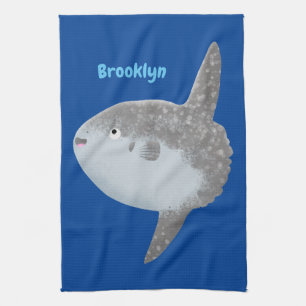 Ocean sunfish mola mola cute cartoon tea towel