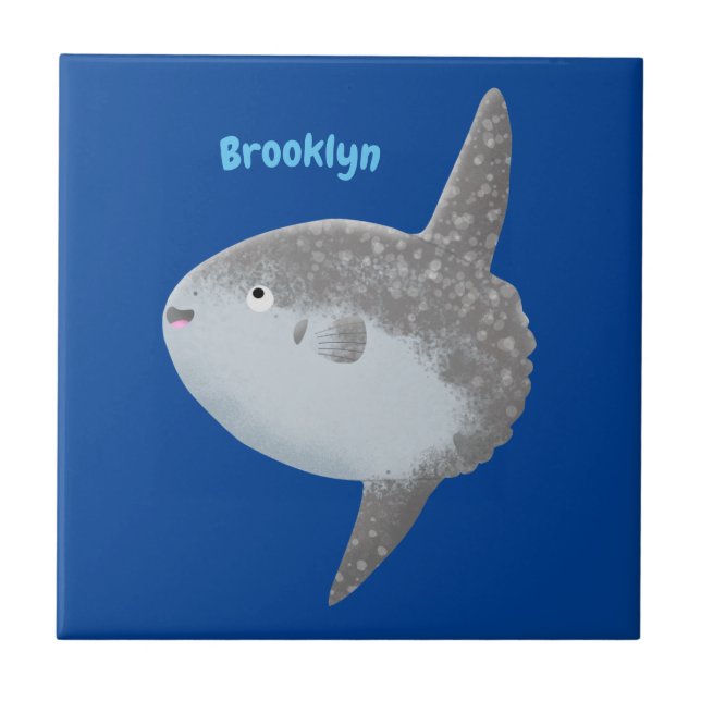 Ocean sunfish mola mola cute cartoon  tile (Front)
