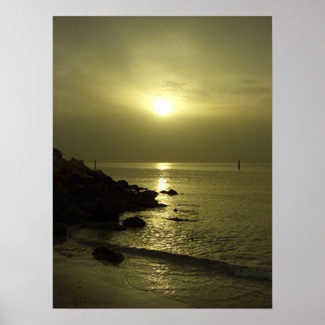 Ocean sunrise, Arabian gulf, Kuwait Poster (Front)