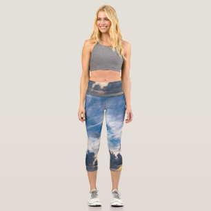 Ocean Sunrise Coastline High-Waisted Capri Pants