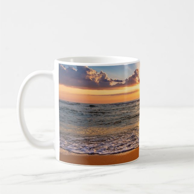Ocean sunrise, deep blue horizon. coffee mug (Left)