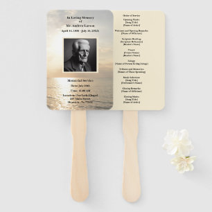 Ocean Sunrise Funeral Memorial Hand Fan