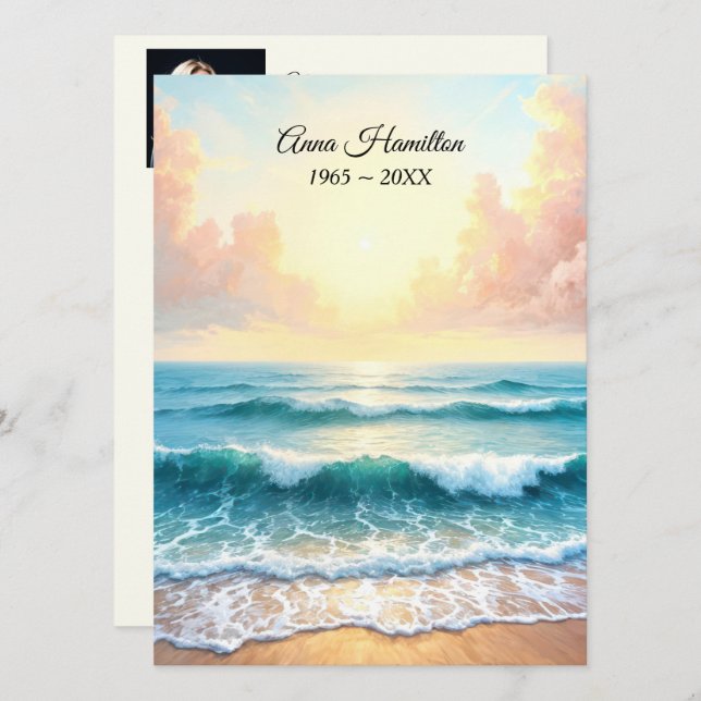 Ocean Sunrise Funeral Program Invitation (Front/Back)